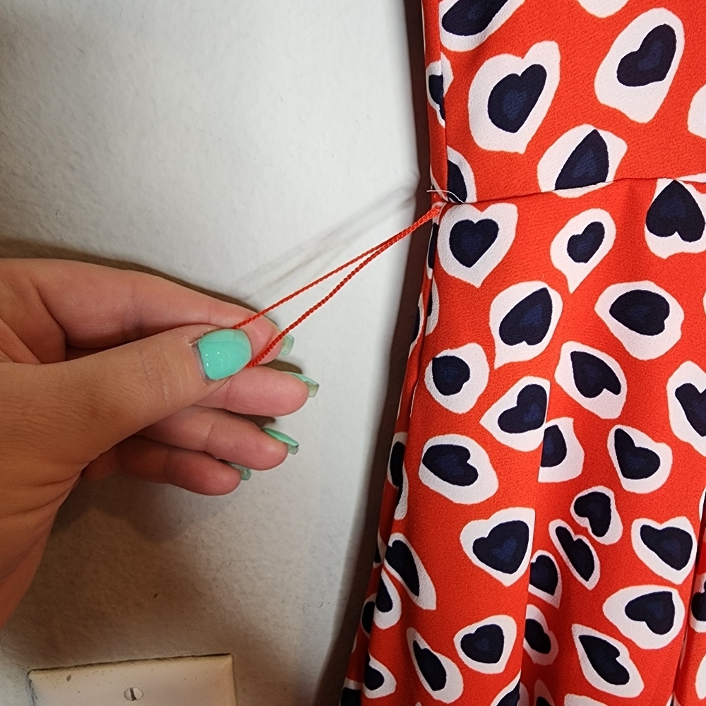 J. Crew Heart Leopard Button Front Midi Dress Red White Blue Size 2 - Picture 16 of 16
